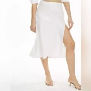 Danielle Bernstein Women's Side Slit Pull on MIDI Skirt White Size Medium